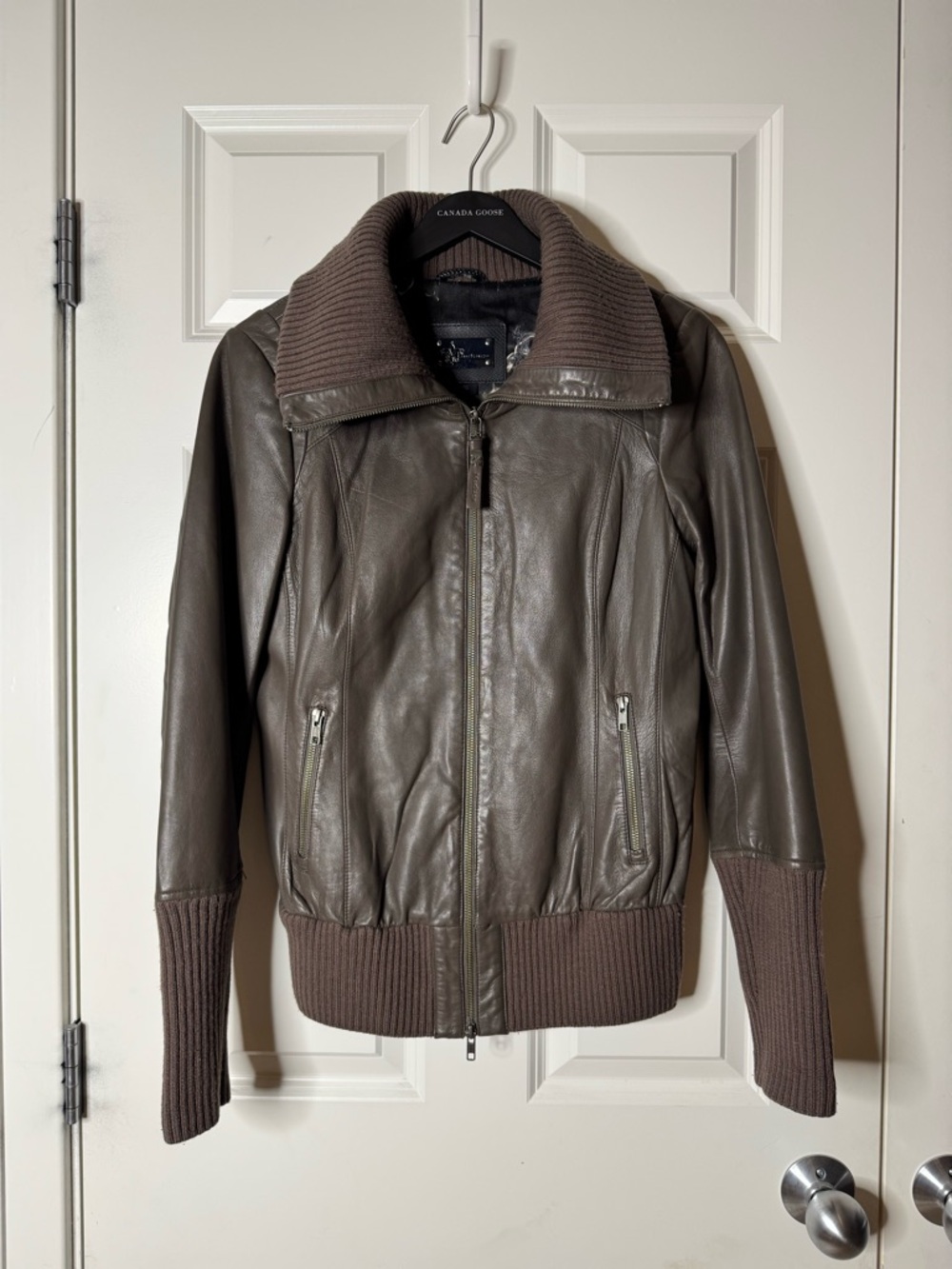 Mackage Tan Genuine Lamb Leather Bomber Jacket Size L